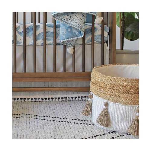 Crane Baby Boho Safari Nursery Decor Baby Storage Bin, Cotton & Jute Collapsible Fabric Basket Organizer, 13X12 Jute 13 X 12 Inches Beige - size: 13 x 12 Inches, style: Jute