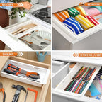 1 Pack Deep Drawer Organizer Bins, Sliding Drawer Organizer Bin Expandable and Adjustable Tray for Kitchen Utensils, Towels, BBQ Tools, Durable Plastic Sliding for Easy Storage (12.4-17.7") - size: 12.4-17.7"