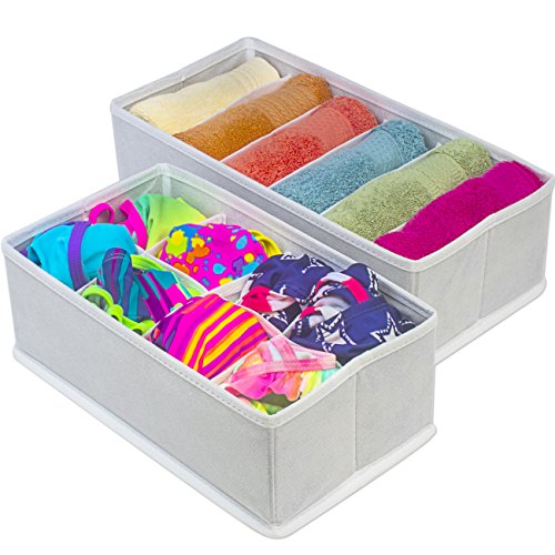 Sorbus® Set of 4 Foldable Drawer Dividers, Storage Boxes, Closet Organizers, Under Bed Organizer (White) - color: White
