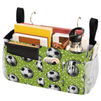 Bedside Caddy Hanging Bunk Bed Caddy Bed Organizer Hanging Pocket with 2 Hooks Bedside Storage Organizer Pocket Bag Holder Deep Green Soccer Balls Dots - color: Deep Green Soccer Balls Dots