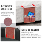 Couch Armrest Remote Control Holder, Couch Caddy Gifts for Seniors Bed Caddy Tv Remote Holder with 5 Pockets for Key Glasses Phone Magazine Holders - color: Brown