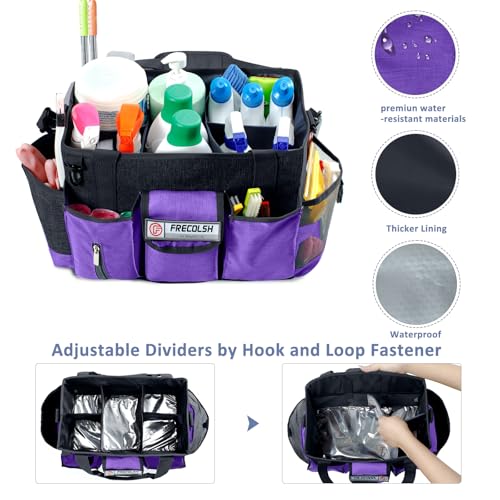 Cleaning Caddy for Cleaning Suppliers Organizer with Pockets for House Cleaning Essentials, Cleaning Organizer, Wearable Cleaing Bag Tote, Storage Caddy for Housekeeping - color: Purple, size: Medium