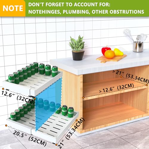 2 Pack Pull Out Cabinet Organizer 21" Deep Expandable Slide Out Drawer Organizers,No Drill Pull Out Drawers Adhesive with Nano Compatible Framed Cabinets Shelves For Kitchen Pantry Adjustable Width - color: White, size: 21"D x12.4"-20.47"W (2 Pack)