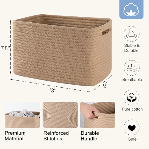 4 Pack Storage Baskets for Organizing, Woven Baskets for Shelves - Perfect for Toys, Books, Towels, and Clothes, Durable Gift Basket Bins Toy Storage, 12.7''L x9''W x7.8''H, Jute - color: Jute, size: Small/12.7''Lx9''Wx7.8''H