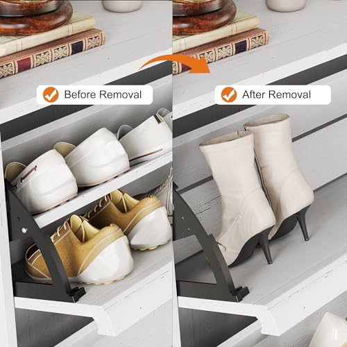 GarveeHome Shoe Cabinet with 3 Flip Drawers, Wooden Shoe Organizer with Adjustable Shelf, Shoe Storage for Entryway, Hidden Shoe Cabinet for Hallway, Living Room, White - color: White, size: 3-Drawers
