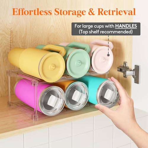 Lifewit Stackable Bottle Storage Organizer, Clear Freestanding Wine Holder for Cabinet, Large Slot Water Bottle Tumbler Cup Organizer for Pantry, Plastic Wine Rack for Fridge Cellar, 2Tier Hold 6 - size: 2 Tier-6 Bottle