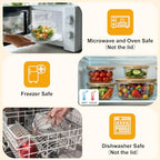 Blushtier 4 Pack 44/32/ 21/14 oz Borosilicate Glass Food Containers with Bamboo Lids, Stackable Glass Bowls for Meal Prep & Lunch, Microwave, Freezer and Dishwasher Safe - size: 44/ 32/ 21/ 14 oz