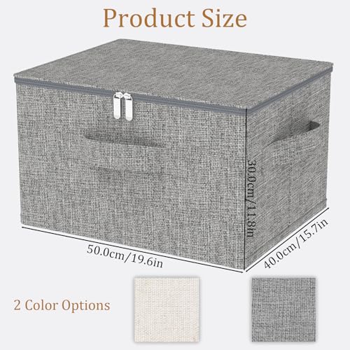 Underbed Storage Box, Foldable Cube Baskets with Lid, Bins for Organizing Clothes, Shoes, Blankets, Pillows, 19.6x15.7x11.8Inches, Grey, 2 Pack - color: Grey, size: 19.6x15.7x11.8in(2 Pack)