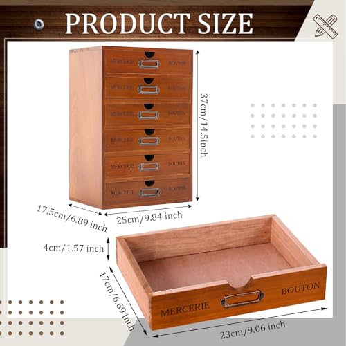 Wesiti 6 Drawer Vintage Wooden Desk Organizer, Apothecary Cabinet Storage Drawers, Rustic Shelf Drawer, Home Office Organizers and Accessories, Embroidery Floss, Craft, Art, Jewelry Storage, Stackable - color: Brown, size: 6 Drawers