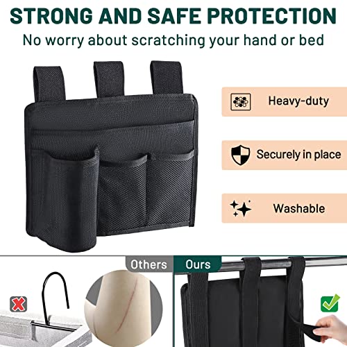 AKAYOK Bedside Caddy Organizer - Bed Organizer Caddy for Remotes Control Phone Glasses Magazines Tablets Accessories - Wheelchair Bag for Hospital Home Office Dorm Room (4 pocket) - size: 4 pocket
