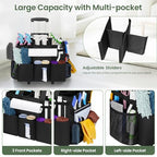 Large Rolling Cleaning Caddy with Detachable Trolley, Cleaning Supply Organizer Bag with Wheels & Multi-Pockets, Water-Resistant Cleaning Cart on Wheels for Housekeeping, Cleaner