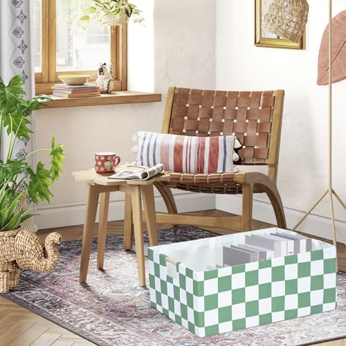 Storage Bin for Shelves Rectangle Closet Baskets Foldable Box with Handles, Gray Storage Bins, Storage Boxes for Home Office Car Dormroom - color: Sage
