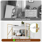 Shintenchi 2 Pieces 5 Tiers Bookshelf, Classically Tall Bookcase Shelf, Industrial Book Rack, Modern Book Holder in Bedroom/Living Room/Home/Office, Storage Rack Shelves for Books/Movies-Gold - color: 2pcs/Gold