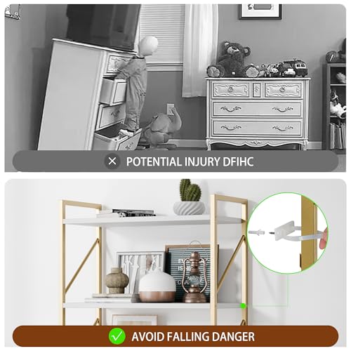 Shintenchi 5 Tiers Bookshelf, Classically Tall Bookcase Shelf,Industrial Book Rack,Modern Book Holder in Bedroom/Living Room/Home/Office, Storage Rack Shelves for Books/Movies,Gold - color: Gold