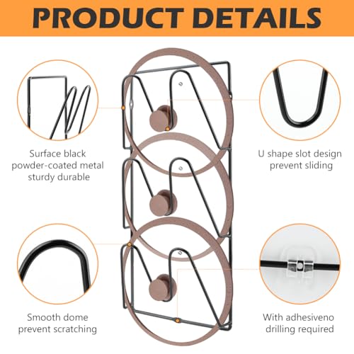 2-Pack Pot Lid Organizer 3-Tier Iron Rack | Cabinet & Wall Space-Saving - Easy No-Drill Adhesive Mount – Damage-Free Storage for Home Cooks’ Kitchen