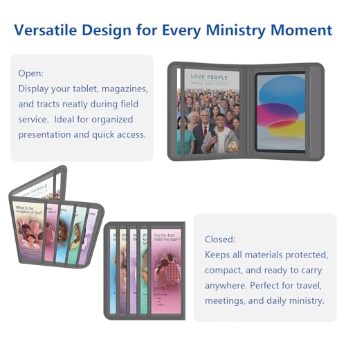 JW Magazine and Tract Holder,JW Field Service Supplies,Jehovah Witness Ministry Supplies,Jworg Accessories Best Life Ever Gifts,Ministry Organizer for Pioneers Bag Convention - color: Gray