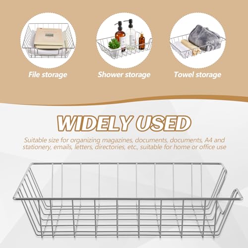 Yeaqee 6 Pcs Letter Tray Wire Paper Trays Stackable File Desk Organizer Metal File Paper Holder Basket for Desk Desktop Letter Storage for Office Home Classroom School(14'' x 10'' x 3'',Silver) - color: Silver, size: 14'' X 10'' X 3''