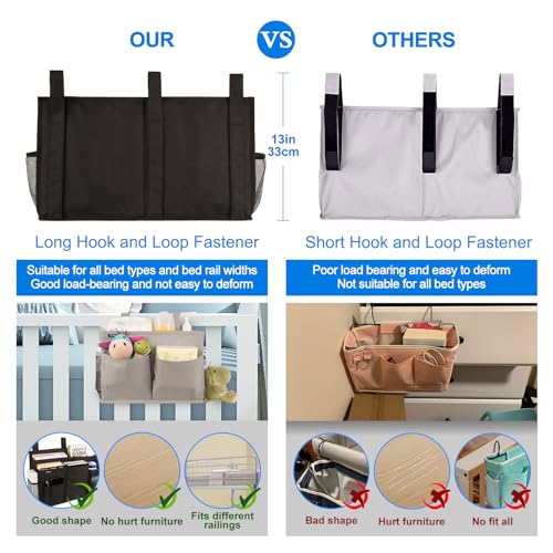Surblue Caddy Hanging Organizer Bedside Storage Bag for Bunk and Hospital Beds, Black, L - color: Black, size: Large