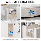 Couch Armrest Remote Control Holder, Couch Caddy Gifts for Seniors Bed Caddy Tv Remote Holder with 5 Pockets for Key Glasses Phone Magazine Holders - color: Beige