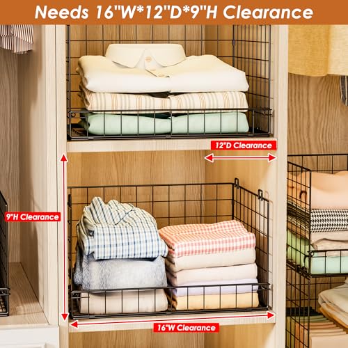 Yociyoga 4-Tier Stackable Closet Organizers and Storage Shelves, Foldable Closet Shelf Organizer, Black(Patent Protection)(Patent No. 30022416) - color: Black, size: 15.7"W x 11.8"D x 34.6"H