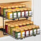 RCHYFEED Spice Rack Organizer for Cabinet, 2 Tier Slide out Spice Organization for Inside Cabinets & Pantry, Heavy Duty Adjustable Metal Spice Racks for Seasoning Organizer (13.5" Wx10.5 Dx9.5 H) - size: 2 Tier-13.5''Wx10.5''Dx9.5''H