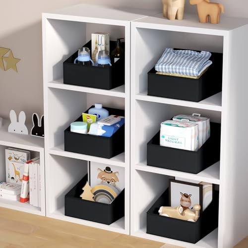 DIMJ Closet Storage Bins 8 Pack - Fabric Trapezoid Closet Organizer Bin, Foldable Storage Baskets for Shelves, Closet Shelf Organizer, Clothing Storage Box for Toys, Books, Towel, Clothes, Black - color: Black, size: 8 Bins 11.4"x11.4"x7.8"