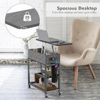 Colima Lift Top End Table with Charging Station and Wheels, Sofa Side Table with USB Port & AC Outlets, Movable Bedside Nightstand with Side Bag for Office Living Room Bedroom(Gray) - color: Grey