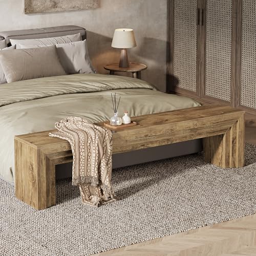 Tribesigns 71" Extra Long Entryway Bench, Modern Farmhouse Shoe Bench Wooden Indoor Seating with Layered Design for Hallway, End of Bed, Living Room, Sofa Back, Dining Room, Brown - color: Brown