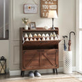 Barnyatoh Shoe Storage Cabinet with 2 Flip Drawers, Farmhouse Hidden Shoe Organizer, Narrow Slim Shoe Rack Cabinet for Entryway Hallway,Walnut - color: Walnut