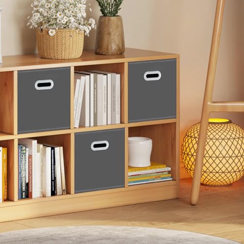 Yunkeeeper storage bins Cubes, Fabric Cube Organizer with Handle, Foldable Cube Bins for Cloth or Accessary Storage, 11x11x11, Set of 3,(Gray) - color: Gray, size: 3 Pack