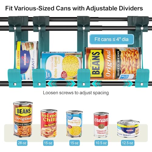 iSPECLE Expandable Can Organizer for Pantry, 2 Pack Large Capacity 120 Cans Can Storage Organizer Pantry Rack, Auto Rolling Dispenser & Stackable Wire Holder for Deep Pantry Shelves, Black - color: 120 Cans, Black