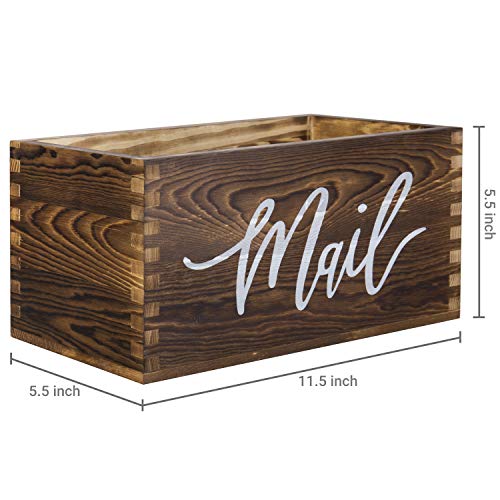 MyGift Mail Holder Storage Organizer Box Rustic Brown Wood with MAIL Script Design, Desktop Letters, Bills, Notes and Postcard Bin for Home Office Dorm Room - color: Rustic Brown