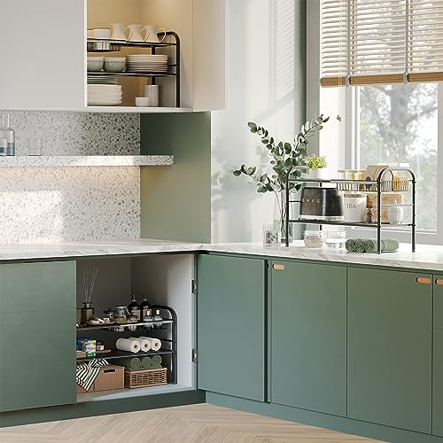 NETEL Under Sink Organizers and Storage, 2 Tier Expandable Under Cabinet Organizer Shelf with 2 Baskets and 6 Panels, Expandable Shelf for Cupboard, Kitchen, Bathroom, Shoe Storage Rack - size: 6 Panels and 2 Baskets