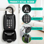 Key Lock Box for Outside, Sturdy Waterproof Hanging Lock Box for House Key, 12-Digit Combination Resettable Large Capacity Security Lockbox for Home, Garage, Office, Warehouse - color: B-Black
