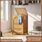 FILWH Laundry Hamper with Lid (16.9 * 13 * 26.5inches) Large Bamboo Laundry Bin Basket 85L Clothes Hamper with 1 Removable Bag Storage baskets for Bathroom(Natural) - color: Natural
