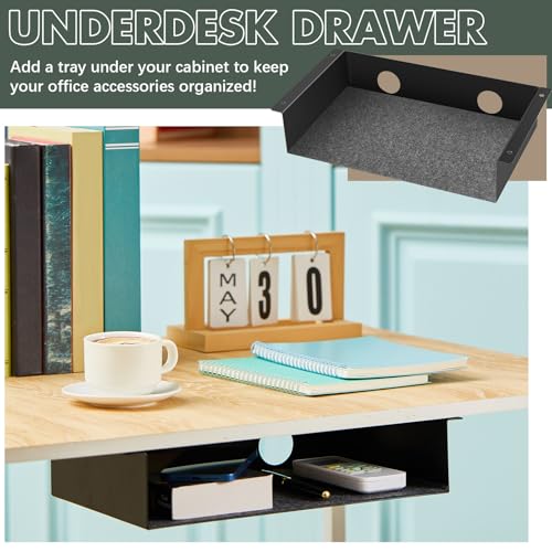 Yaocom 2 Pack Under Desk Hanging Shelf, Carbon Steel Storage Tray with Mute Felt Sheets, Mount Shelves Organizer for Office Home Workstation Gaming Desk Stand up(13x8x2.8 in/Storage Shelf,Black) - color: Black, size: 13x8x2.8 In