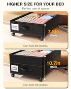 Under Bed Storage with Wheels,2Pack Underbed Shoe Storage Organizer,7.5-10.6 inchTall Adjustable Storage for Underbed with Lids,65L Extra large capacity for Clothes, Blankets,Shoes - size: 2pcs