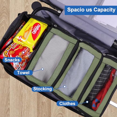 Olosar Suitcase Organizer, Travel Luggage Organizer Portable Hanging Travel Shelves Collapsible Hanging Packing Cubes for Carry on Suitcase - color: Army Green-S, size: Small