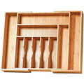 Umilife Extra Large Expandable Kitchen Siverware Utensils Drawer Organizer, 19" Deep for Big Drawer, Adjustable Bamboo Wood Drawer Divider with Curved Grooves, Cutlery Tray Flatware Holder - size: Expandable 17~28 x 19 inch