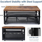 ARCOBIS Monitor Riser with Drawers and Pen Holders, Wood & Mesh Metal Computer Monitor Stand with Storage for Desk, Rustic Brown