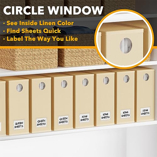 SpaceAid 10 Pack Bed Sheet Organizers and Storage, Foldable Sheet Organizer for Linen Closet, Sheets Set Folder Keeper with Window XL (Queen & King Size) Organizing Bedding Container, Beige - color: Beige, size: 10 Pack