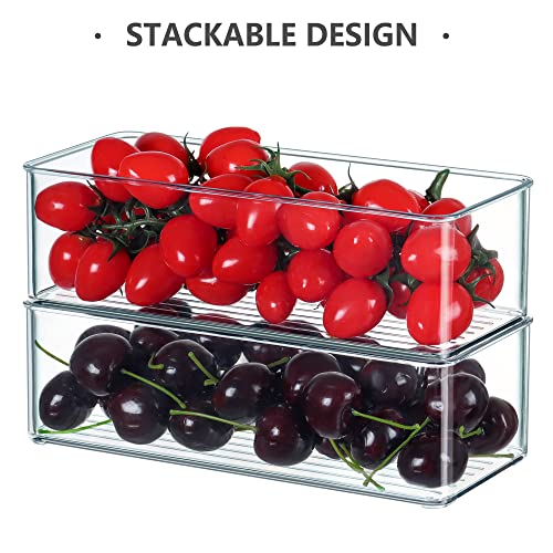 Hudgan 8 Pack Clear Plastic Drawer Organizers Set, Stackable Deep Drawer Organizer for Makeup Vanity and Desk, 2 Sizes Tall Bathroom Drawer Organizer