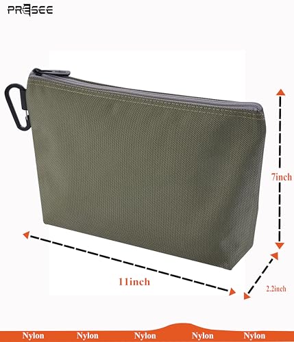 Tool Pouch Zipper Small Tool Bag Pouches Organizer Bag with Metal Carabiner, Nylon 1680D Heavy Duty for Wrenches, Screwdrivers, Pliers, Stationery & Office Supplies Pack of 1,Green, 11 Inch - color: 1 Pack, 11" Green