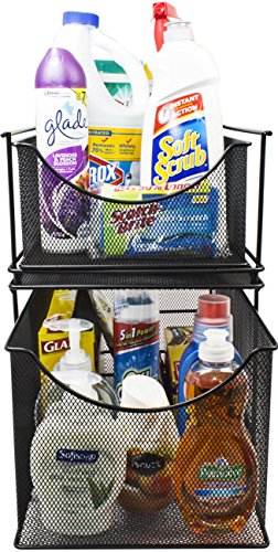 Sorbus® Cabinet Organizer Drawers— Mesh Storage Organizer with Pull Out Drawers—Ideal for Countertop, Cabinet, Pantry, Under the Sink, Desktop and More (Black Bottom Drawer) - color: Black, size: 1 Drawer