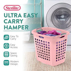 Sterilite 4-Pack Ultra Easy Carry Laundry Basket, Plastic Clothes Hamper Bin w/Comfort Grip Handles & Rim, 2.1 Bushel Capacity, Pink Frost - color: Pink Frost