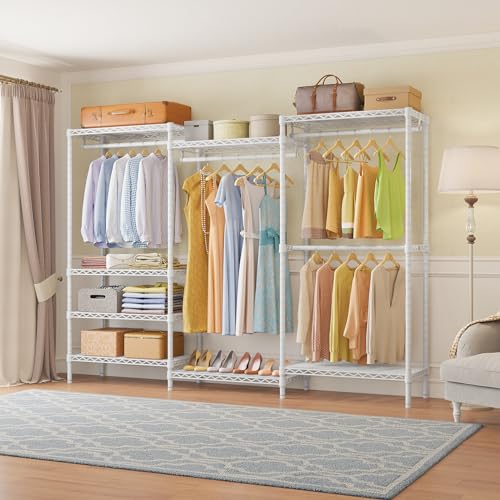 VIPEK V5 Plus Portable Closet Wardrobe Heavy Duty Clothes Rack, Large Free Standing Closet Rack for Hanging Clothes, 85.4" L x 15.7" W x 76.4" H, White - color: White, size: V5 Plus