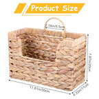 Woven Hanging Magazine Holder Water Hyacinth Magazine Basket Wall Mounted Woven Mail Organizer Wicker Storage Box with Handle Newspaper Rack Decorative for Home Office