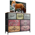 WLIVE 7 Drawer Dresser TV Stand, Entertainment Center, Media Console Table with Metal Frame and Wood Top for TV up to 45 inch, Chest of Drawers for Bedroom, Living Room, Pattern - color: Pattern