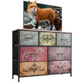 WLIVE 7 Drawer Dresser TV Stand, Entertainment Center, Media Console Table with Metal Frame and Wood Top for TV up to 45 inch, Chest of Drawers for Bedroom, Living Room, Pattern - color: Pattern