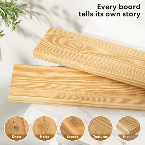 Floating Shelves for Wall Rustic Farmhouse 24 Inch Floating Shelf Wooden Shelves for Wall Pine Wood Shelf with Unique Natural Grain for Living Room Bedroom Kitchen (Raw Wood) - color: Raw Wood - Flat Edge, size: 24 inch - 2pcs